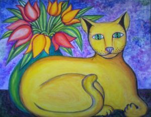 Voir le détail de cette oeuvre: Le chat au bouquet II